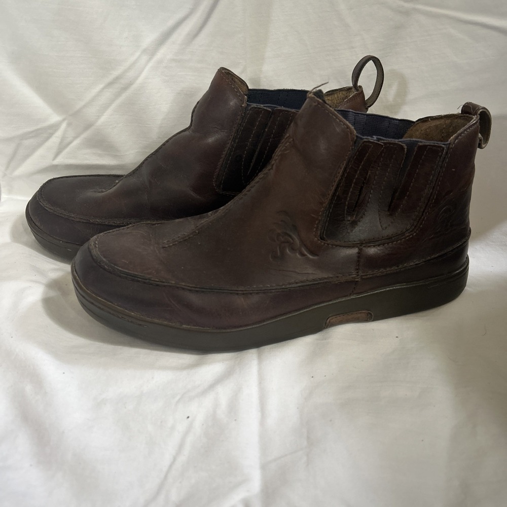Olukai Kilauea Chelsea Boot Slip On Leather Brown Men US 9.5 10142-7027 KI0004..